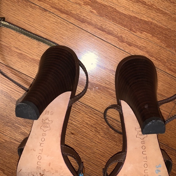 Brown Beaded Strap Sandal Heels - Picture 6 of 7